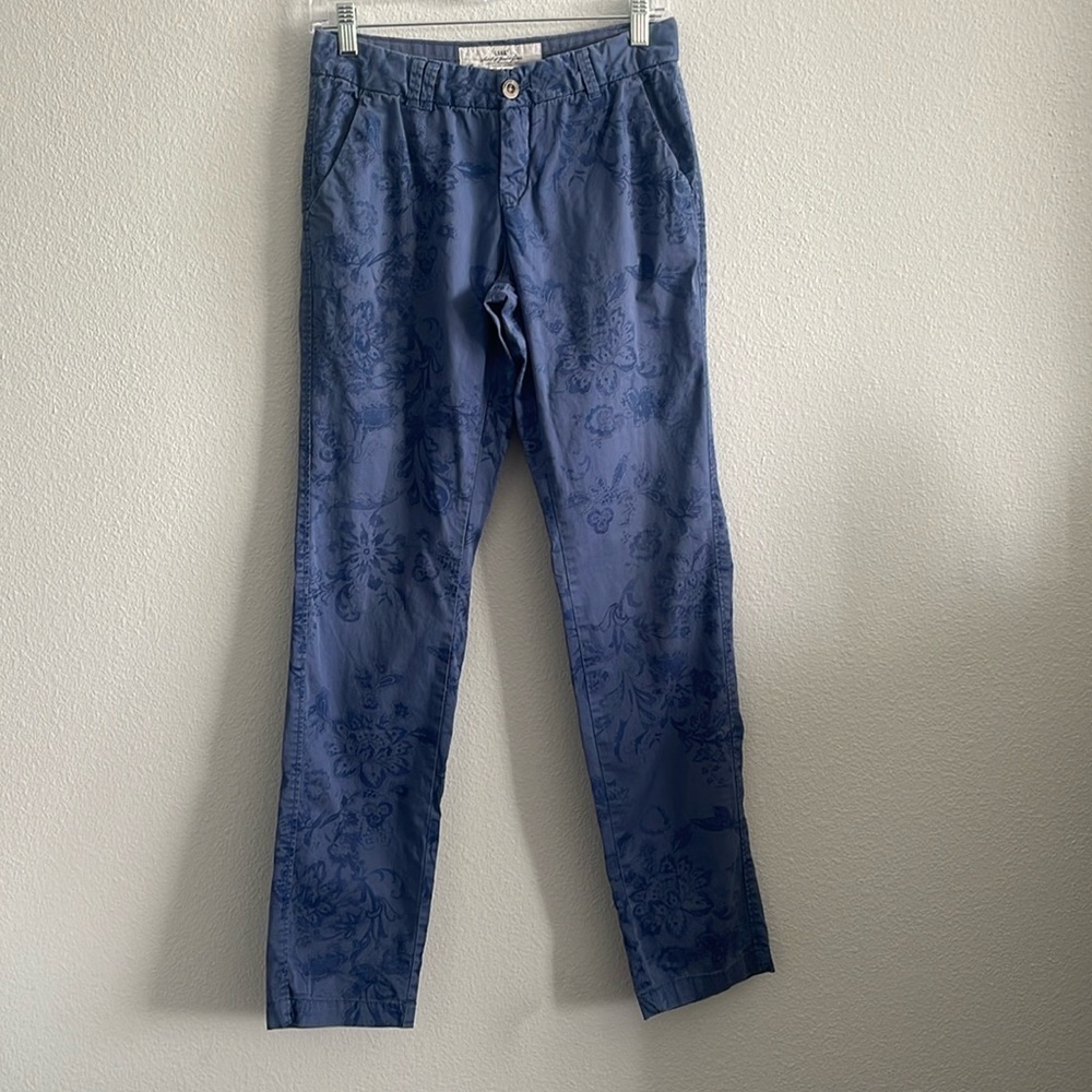 Women’s H&M Blue Paisley & Butterflies Pattern Casual Pants Size 4